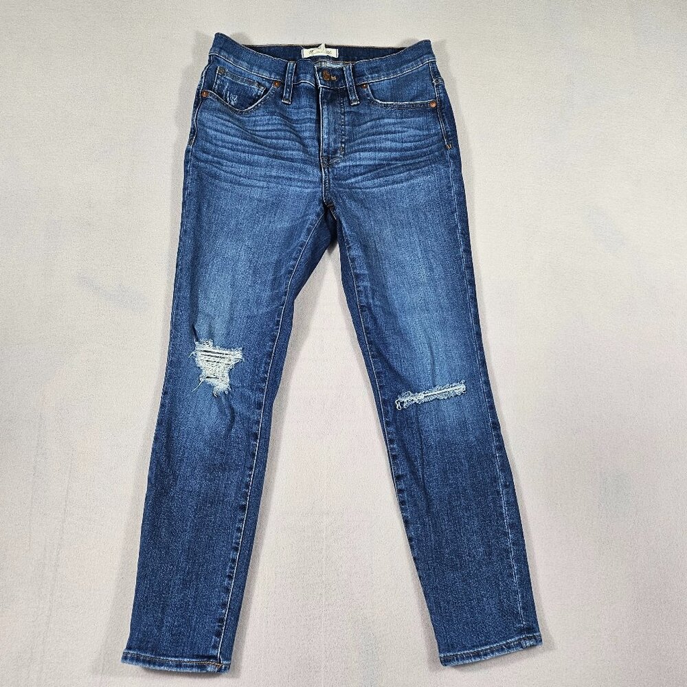 Madewell Jeans Womens 27 Denim 9" High-Rise Skinny Crop Distressed